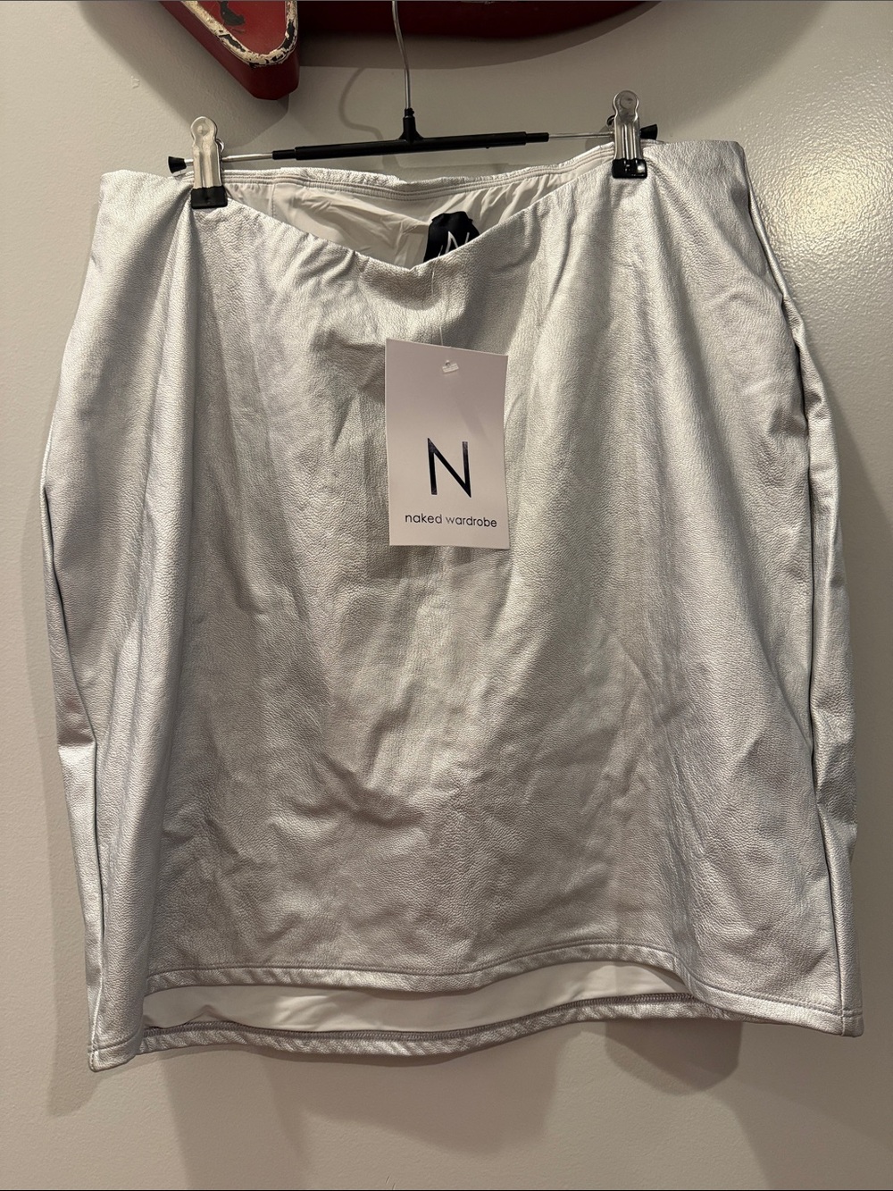 naked wardrobe Silver Metallic Pencil Skirt